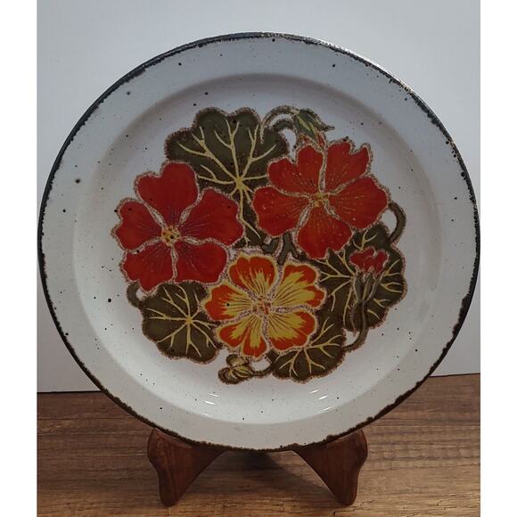 Vtg Midwinter Stonehenge Nasturtium Dinner Plate 10in Stoneware Oven Safe 1970s - Picture 1 of 7